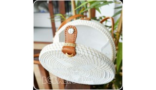 rattan circle sling bags knitted embroidery handmade